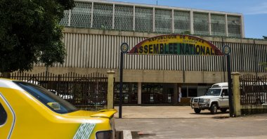 The Guinea national assembly, also known as the parliament, stands in Conakry, Guinea, Sept. 5, 2015. (Getty Images)