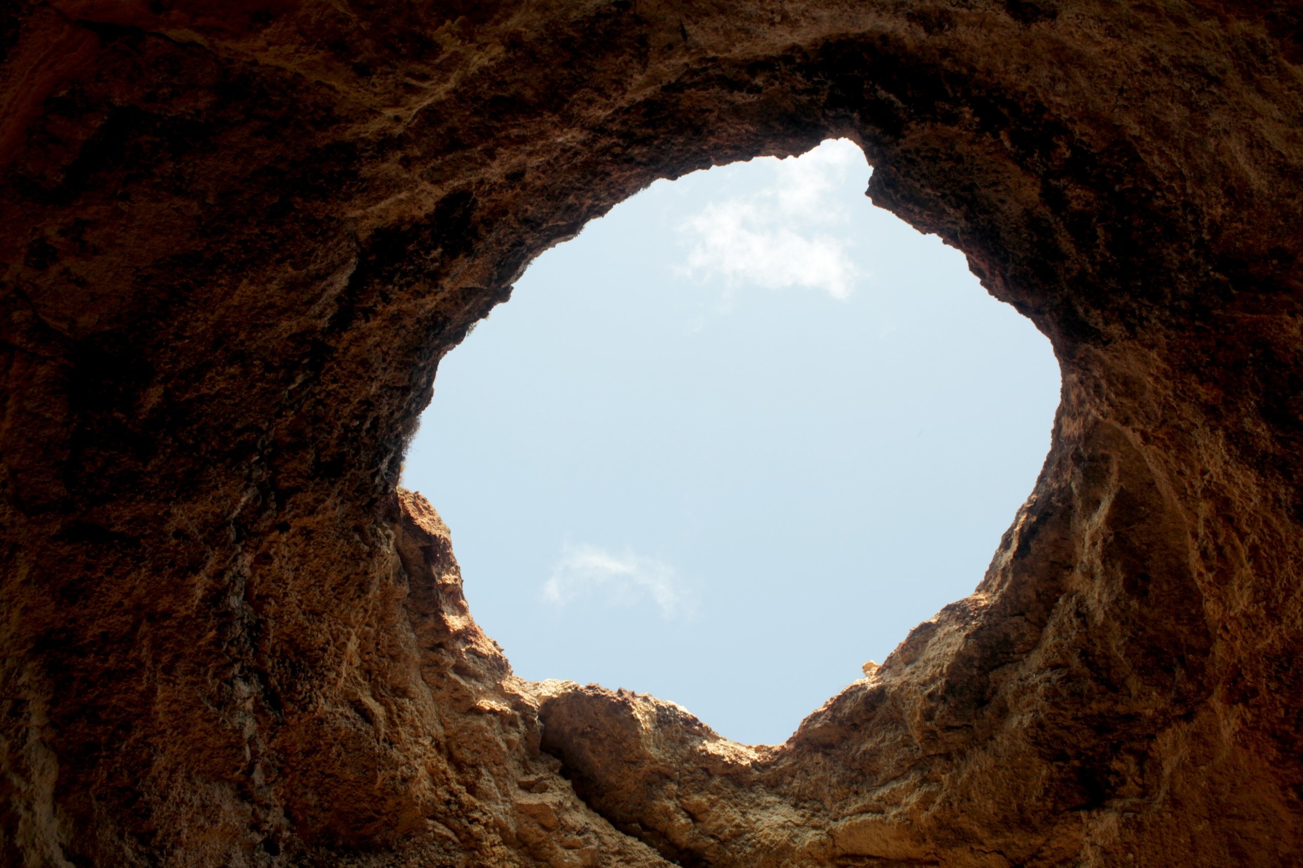 Light fills the Benagil Caves through a huge hole in the ceiling, called the 'eye.' (dpa Photo) 
