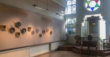 The entrance to the Schneidertempel art gallery and ceramicist Defne Küçük's “Bird Frequency” exhibition on display, in Istanbul, Turkey. (Photos by Matt Hanson)