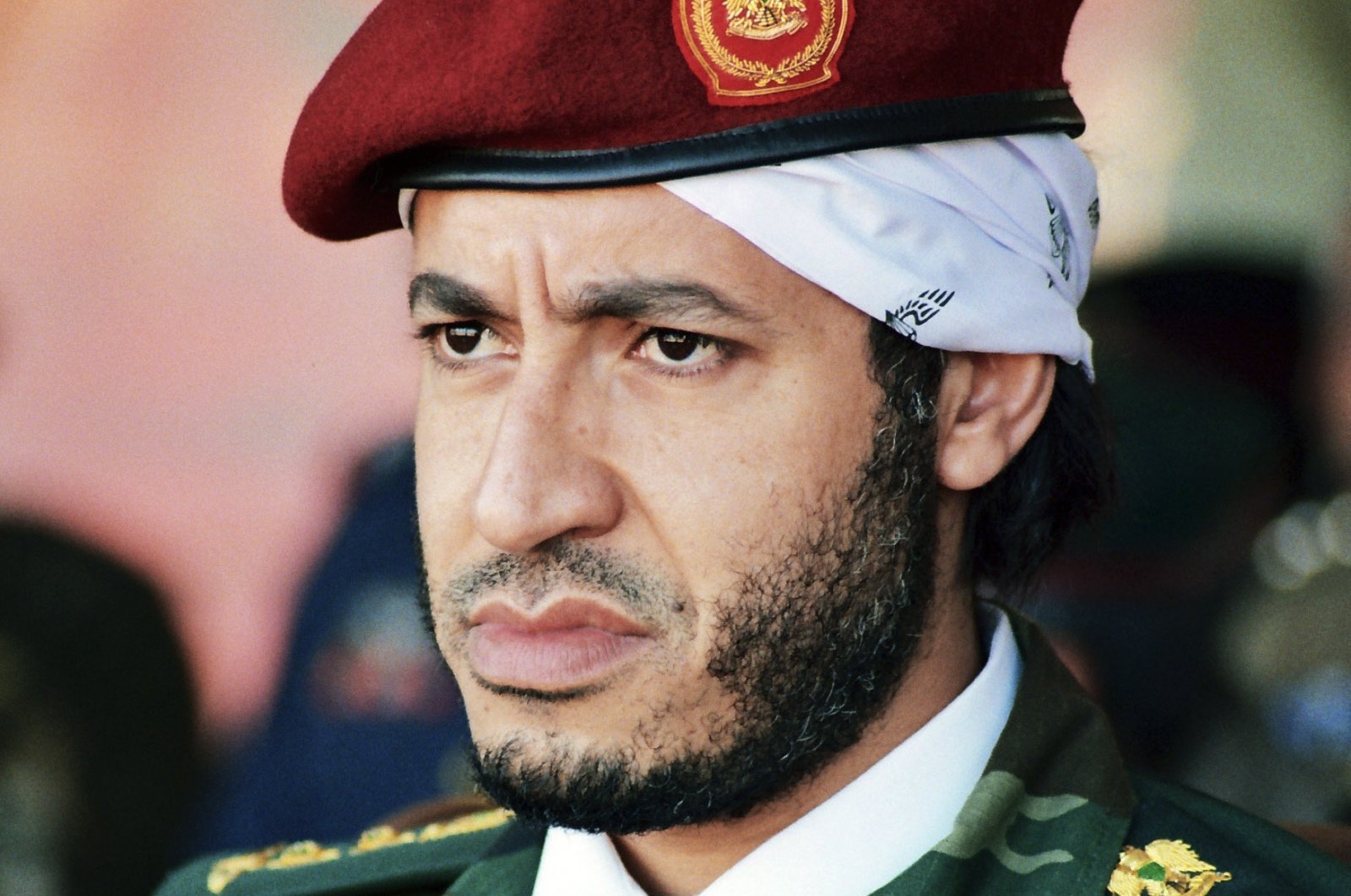 Saadi Gadhafi, son of the late Libyan leader Moammar Gadhafi, watches a military exercise by the elite military unit commanded by his brother, Khamis, in Zlitan, Libya, in this undated file photo made available Sept. 25, 2011. (AP Photo)