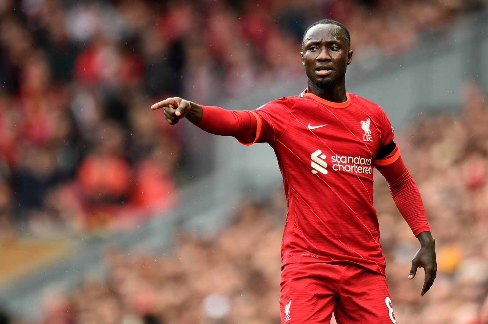 Liverpool's Naby Keita in action during the English Premier League football match between Liverpool FC and Burnley FC at Anfield, Liverpool, Britain, Aug. 21, 2021. (EPA Photo)