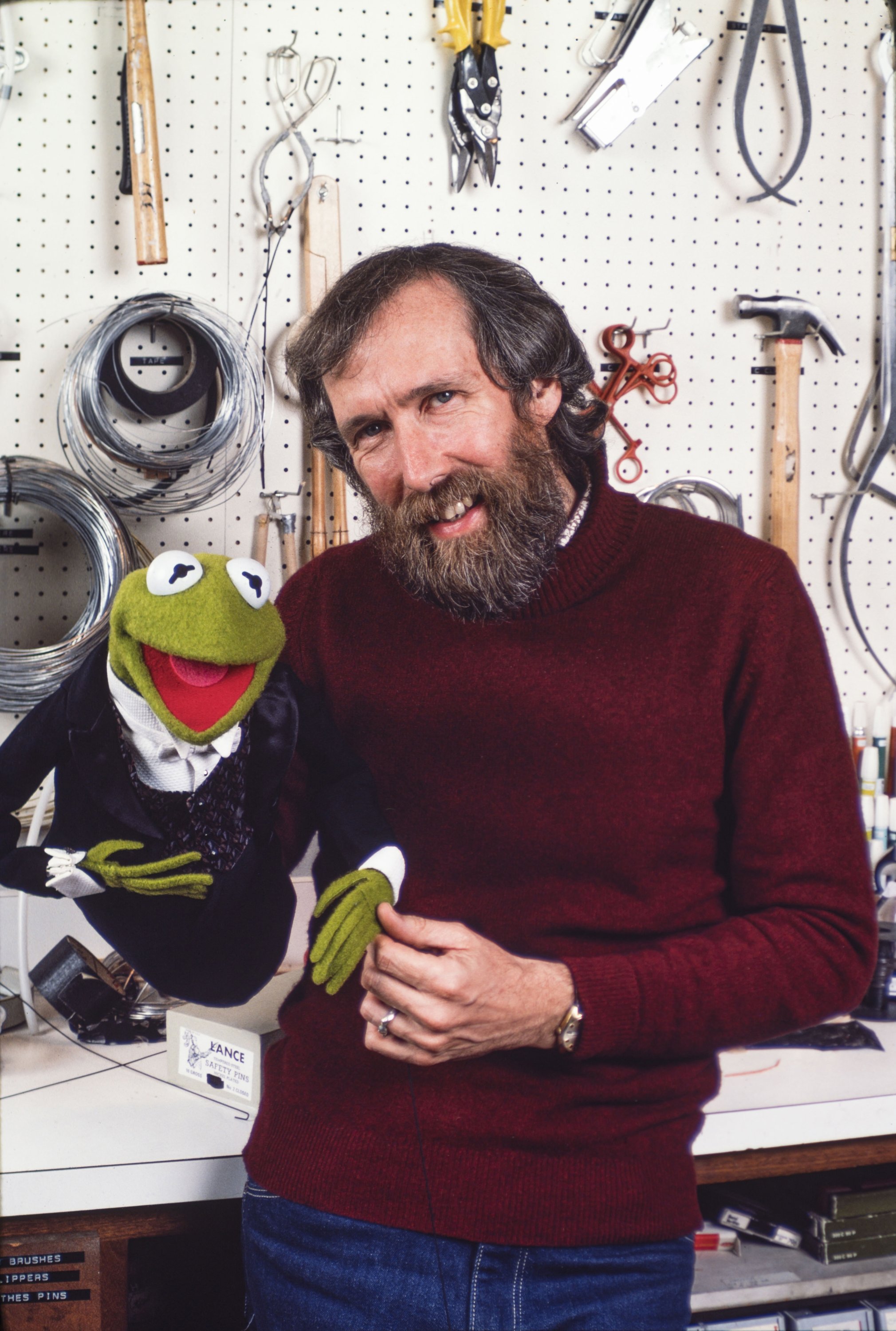 American puppeteer and filmmaker Jim Henson with one of his creations, Kermit the Frog, New York, 1983. (Getty Images)