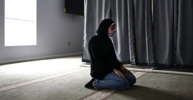 Amirah Ahmed prays at her local mosque in Fredericksburg, Virginia, U.S., Aug. 15, 2021. (AP Photo)