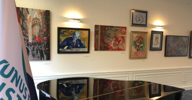 A general view from “Exhibition of Turkish Sephardic Artists” in Yunus Emre Institute Amsterdam, the Netherlands, Sept. 6, 2021. (AA Photo)