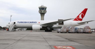A Turkish Cargo plane is seen on the tarmac of Atatürk Airport, in Istanbul, Turkey, Nov. 18, 2020. (Reuters Photo)