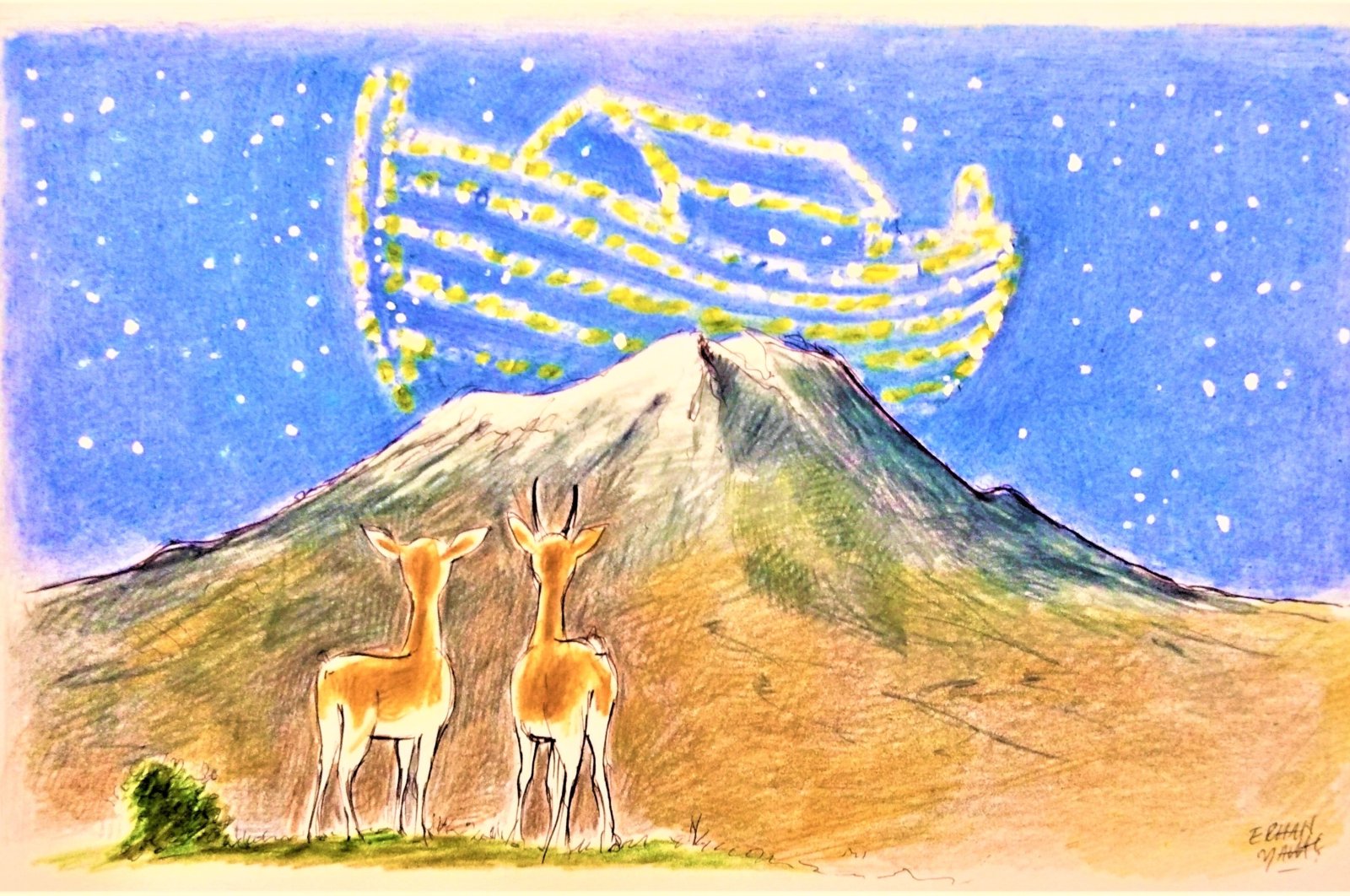 Noah and the Mount Ararat illustration