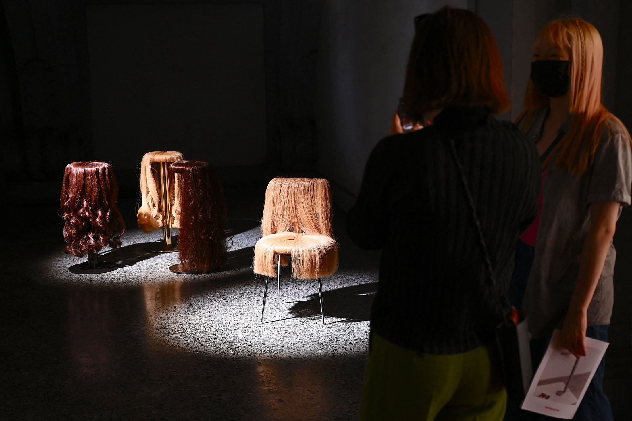 People look at Building Sugarcubes by artist Dejana Kabiljo displayed during the Fuorisalone 2021 design week in Palazzo Litta, in Milan, Italy, Sept. 4, 2021. (AFP Photo)