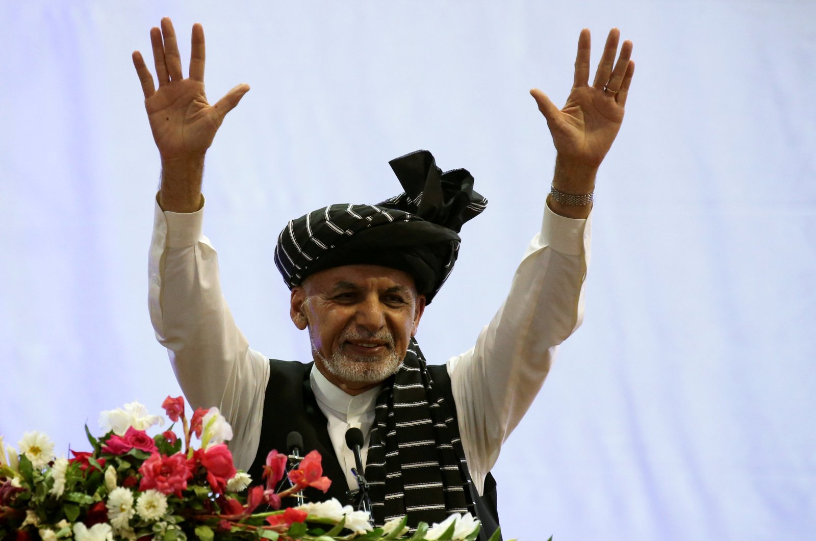 Afghan presidential candidate Ashraf Ghani gestures during his election campaign rally in Kabul, Afghanistan, Sept. 13, 2019. (Reuters Photo)