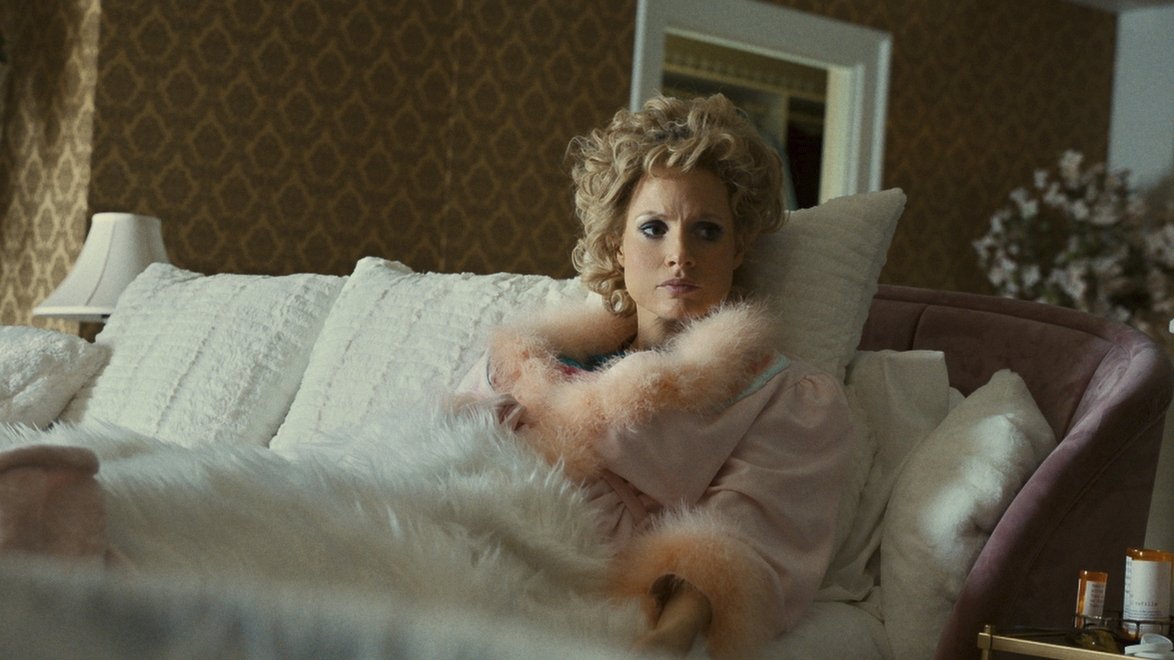 This image released by Searchlight Pictures shows Jessica Chastain as Tammy Faye Bakker in a scene from "The Eyes of Tammy Faye." (AP Photo)
