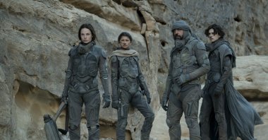 From left to right, Rebecca Furguson as Lady Jessica Atreides, Zendaya as Chani, Javier Bardem as Stilgar and Timothee Chalamet as Paul Atreides in a scene of the film "Dune." (dpa Photo)
