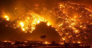 A wildfire escalates into nearby vegetation in Silverado, California, U.S., Dec. 3, 2020. (Photo by Getty Images)