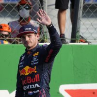 Red Bull driver Max Verstappen of the Netherlands waves to fans after the Sprint Race qualifying session at the Monza racetrack, in Monza, Italy, Sept.11, 2021. (AP Photo)