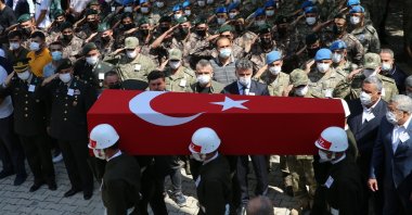 Turkish soldier Turgay Abacı, 21, is laid to rest in Hatay province's Hassa district, Turkey, Sept. 12, 2021. (AA Photo)