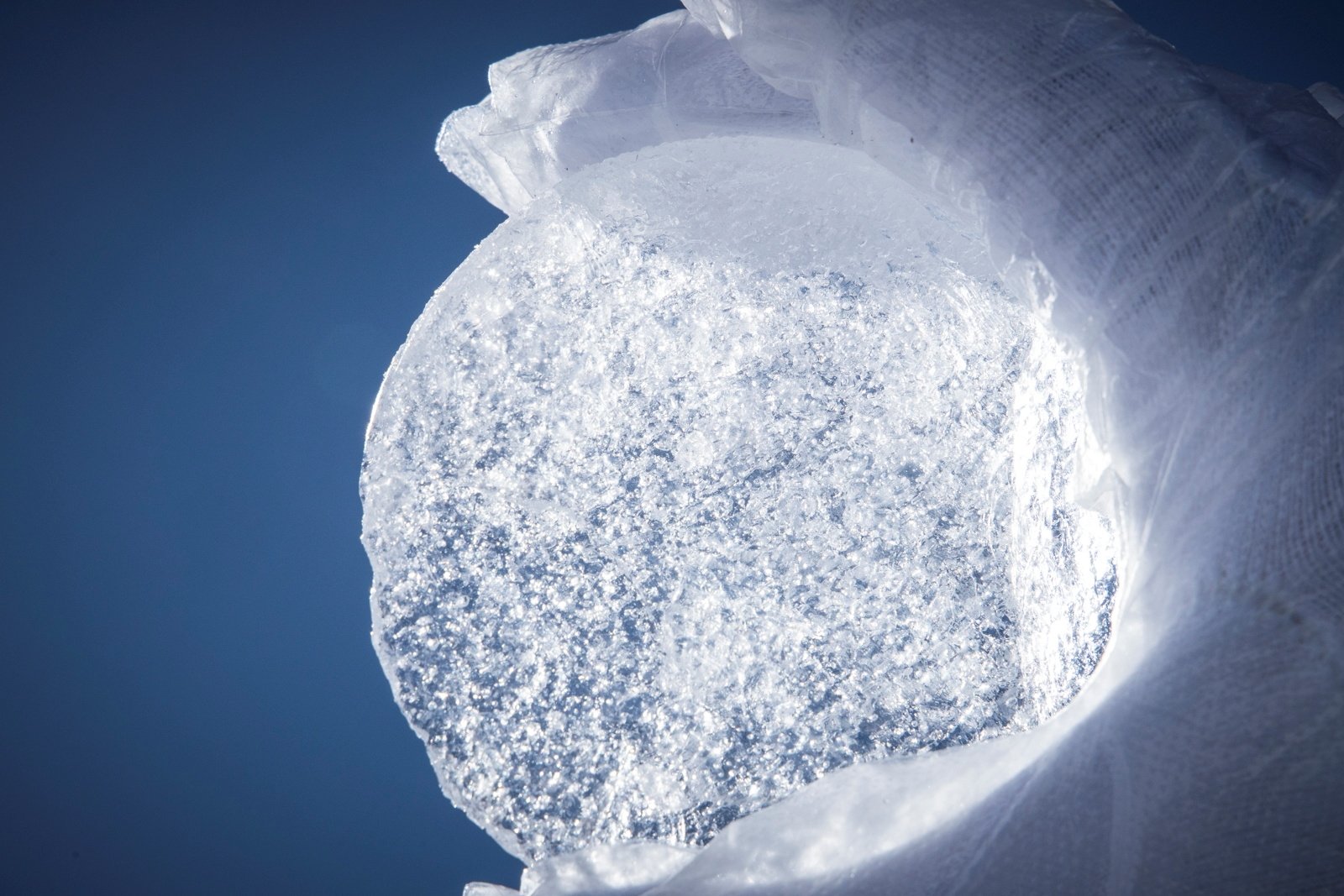 A section of an ice core is pictured from an international mission to Monte Rosa in this June 2021 handout photo. (Reuters Photo)