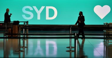 A nearly empty terminal amid the ongoing coronavirus pandemic at Sydney International Airport in Sydney, Australia, Sept. 8, 2021. (EPA Photo)