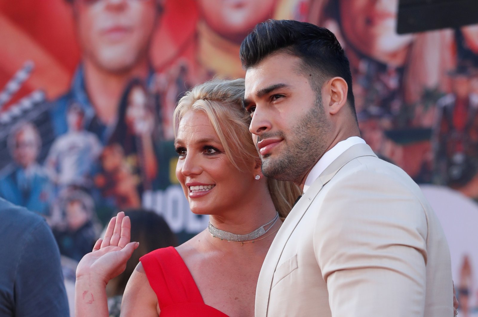 Britney Spears and Sam Asghari pose at the premiere of "Once Upon a Time In Hollywood" in Los Angeles, California, U.S., July 22, 2019. (REUTERS Photo)