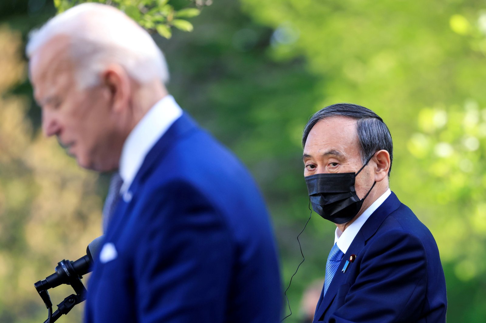 U.S. President Joe Biden holds a joint news conference with Japan's Prime Minister Yoshihide Suga in the Rose Garden at the White House in Washington, D.C., U.S., April 16, 2021. (Reuters File Photo)