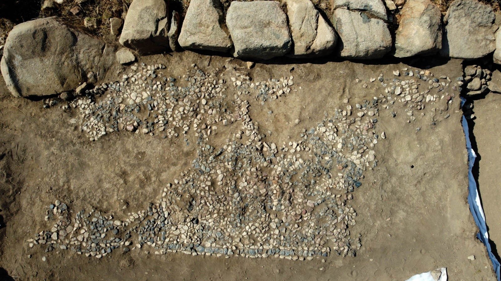 A general view from the mosaic found in Uşaklı Mound, Yozgat, central Turkey, Sept. 14, 2021. (IHA Photo) 