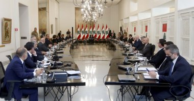 Lebanon's President Michel Aoun heads the new government's first Cabinet meeting at the presidential palace in Baabda, Lebanon, Sept. 13, 2021. (REUTERS Photo)