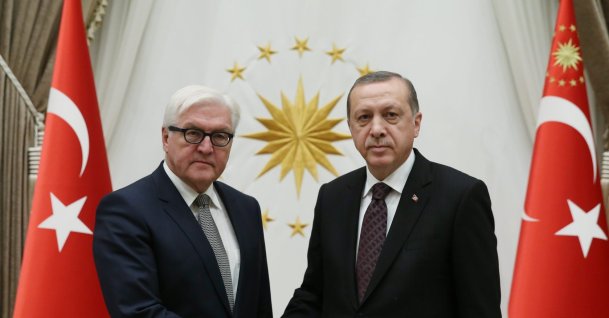 President Recep Tayyip Erdoğan together with then Foreign Minister and current German President Frank Walter-Steinmeier at the Presidential Complex, Ankara, Nov. 15, 2016 (AA Photo)