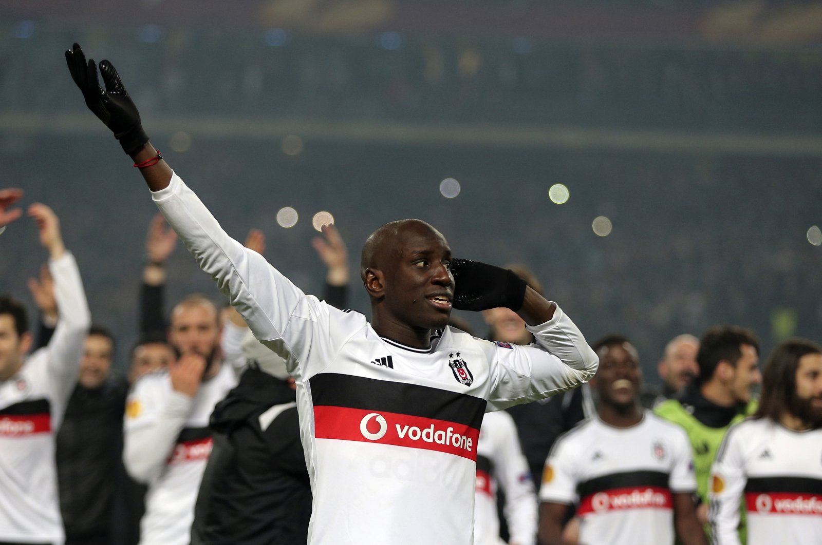 Beşiktaş's Demba Ba reacts after a Europa League match against Liverpool, Atatürk Olympic Stadium in Istanbul, Turkey, Feb. 26, 2015. (AP Photo)