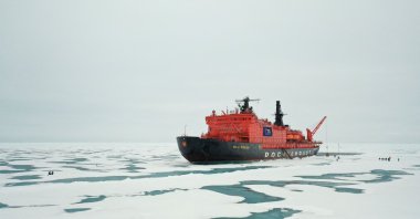 The Russian "50 Years of Victory" nuclear-powered icebreaker is seen at the North Pole, Aug. 18, 2021. (Ekaterina Anisimova / AFP)