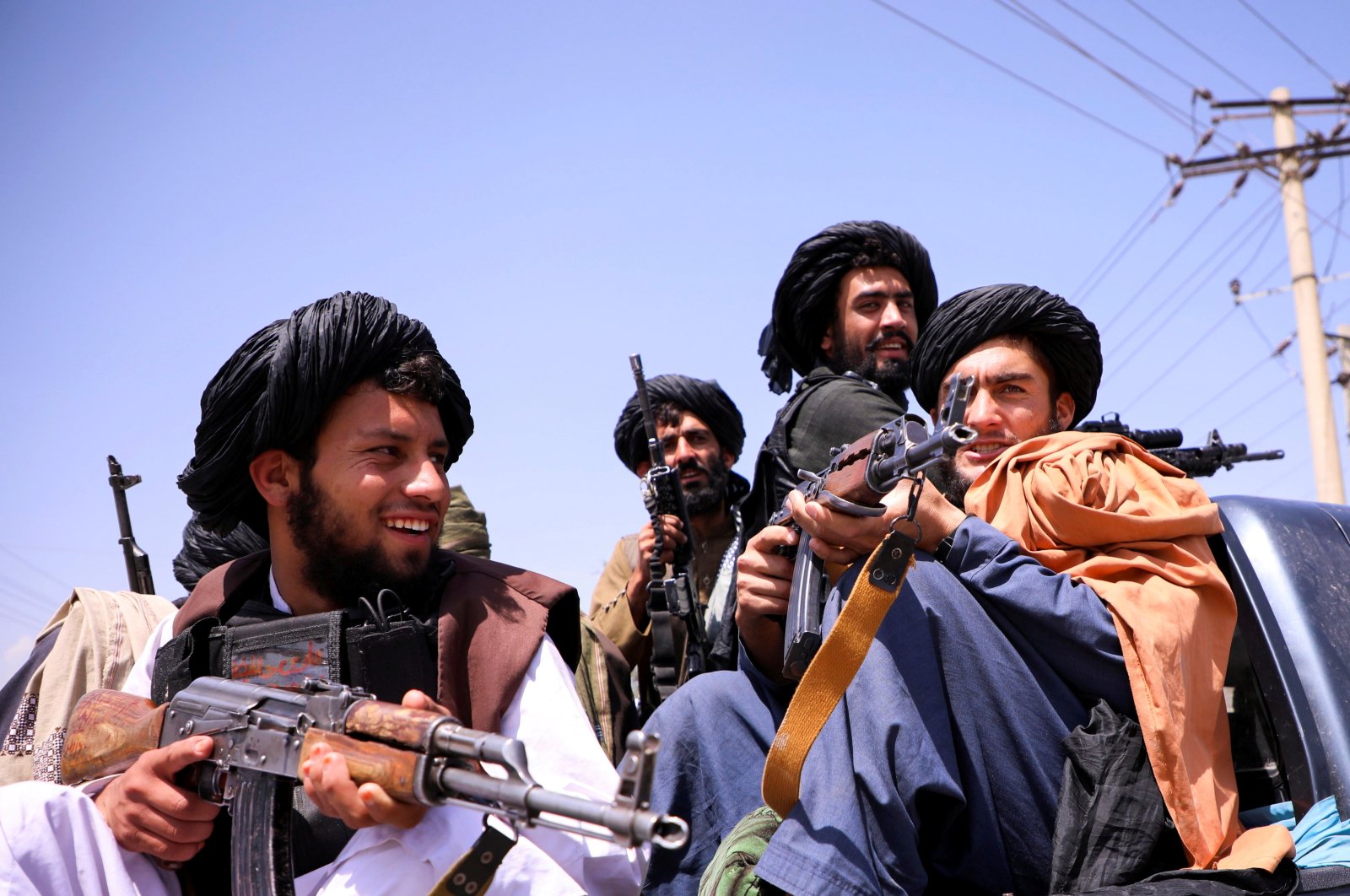 Taliban forces patrol in front of Hamid Karzai International Airport in Kabul, Afghanistan, Sept. 2, 2021. (REUTERS Photo)