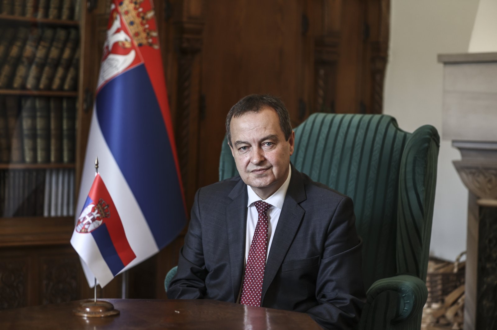 Serbian Parliament Speaker Ivica Dacic speaks to Anadolu Agency (AA) in Ankara, Turkey, Sept. 15, 2021. (AA Photo)