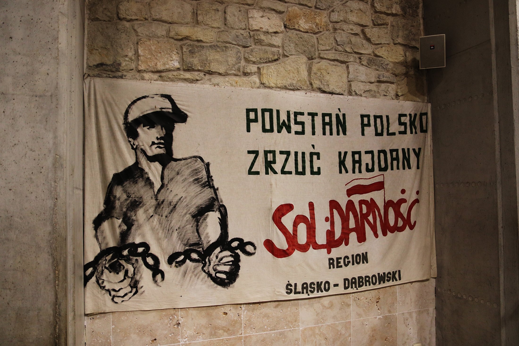 The flag of the trade union Solidarity in Poland. (Shutterstock Photo)