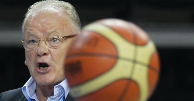 Serbia's head coach Dusan Ivkovic reacts during the EuroBasket European Basketball Championship match against Slovenia, in Kaunas, Lithuania, Sept. 17, 2011. (AP Photo)