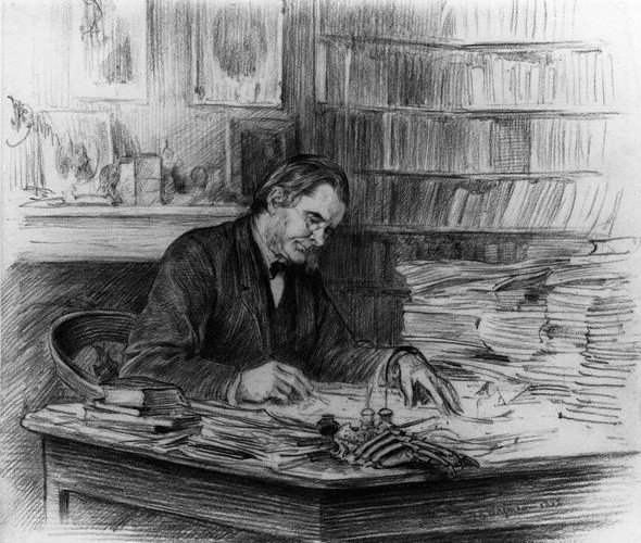 A 1882 drawing of Thomas Henry Huxley by British painter and etcher Theodore Blake Wirgman.