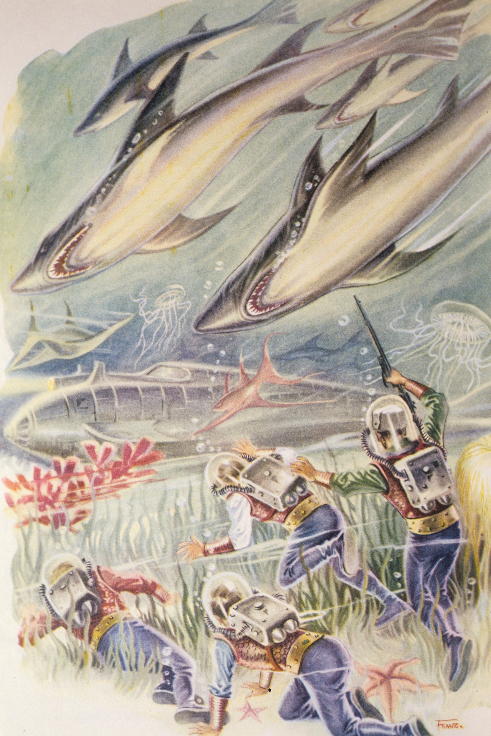 An illustration for 'Twenty Thousand Leagues Under The Se' by Jules Verne. (Getty Images)