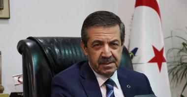 Turkish Republic of Northern Cyprus (TRNC) Foreign Minister Tahsin Ertuğruloğlu speaks during an interview with Anadolu Agency (AA), Sept. 17, 2021 (AA Photo)