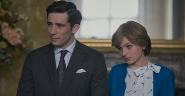 This image released by Netflix shows Josh O'Connor (L) and Emma Corrin in a scene from "The Crown." (AP Photo)