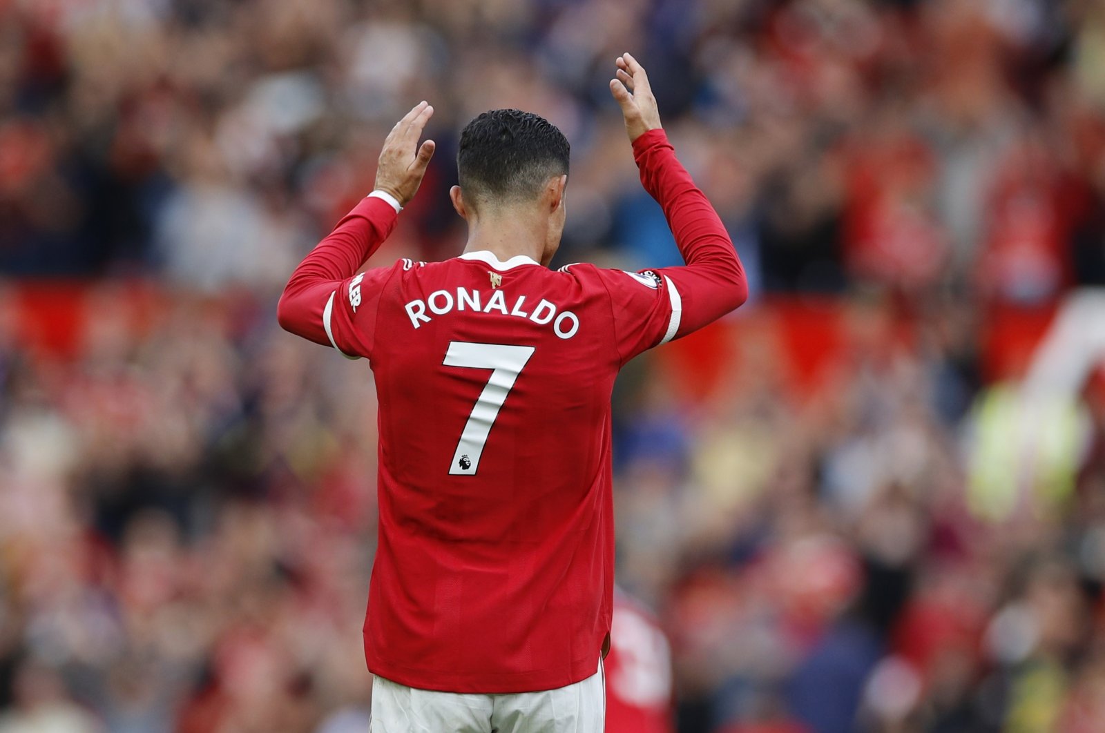 Manchester United's Cristiano Ronaldo reacts during a Premier League match against Newcastle United, Old Trafford, Manchester, Sept. 11, 2021. (Reuters Photo)