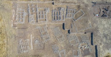 An aerial view of Çayönü Mound in the Ergani district of southeastern Diyarbakır province, Turkey, Sept. 17, 2021. (AA Photo)