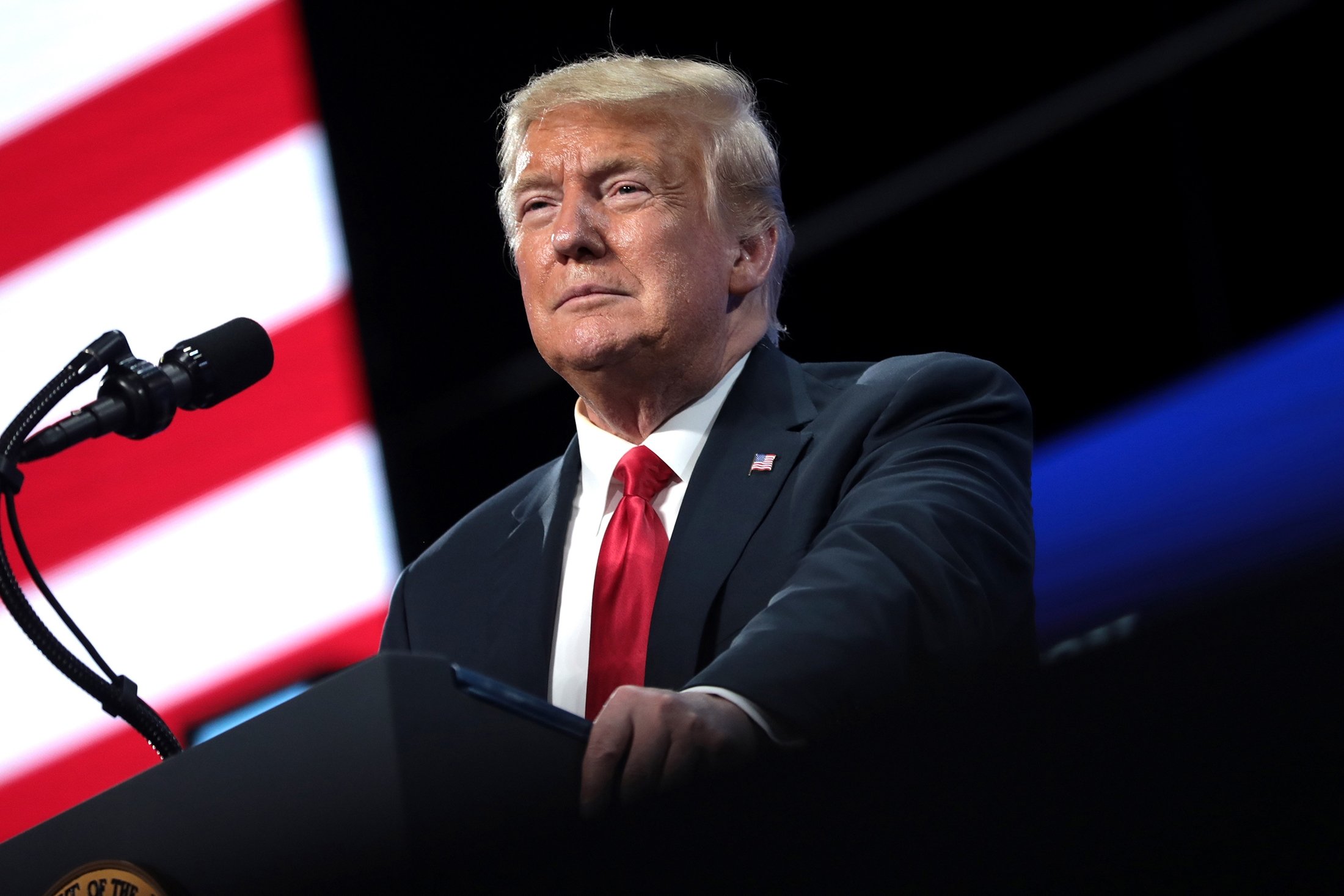 Former U.S. President Donald Trump speaks to a large crowd at an 'An Address to Young America' event hosted by Students for Trump and Turning Point Action, Phoenix, Arizona, U.S., June 23, 2020. (Shutterstock Photo)