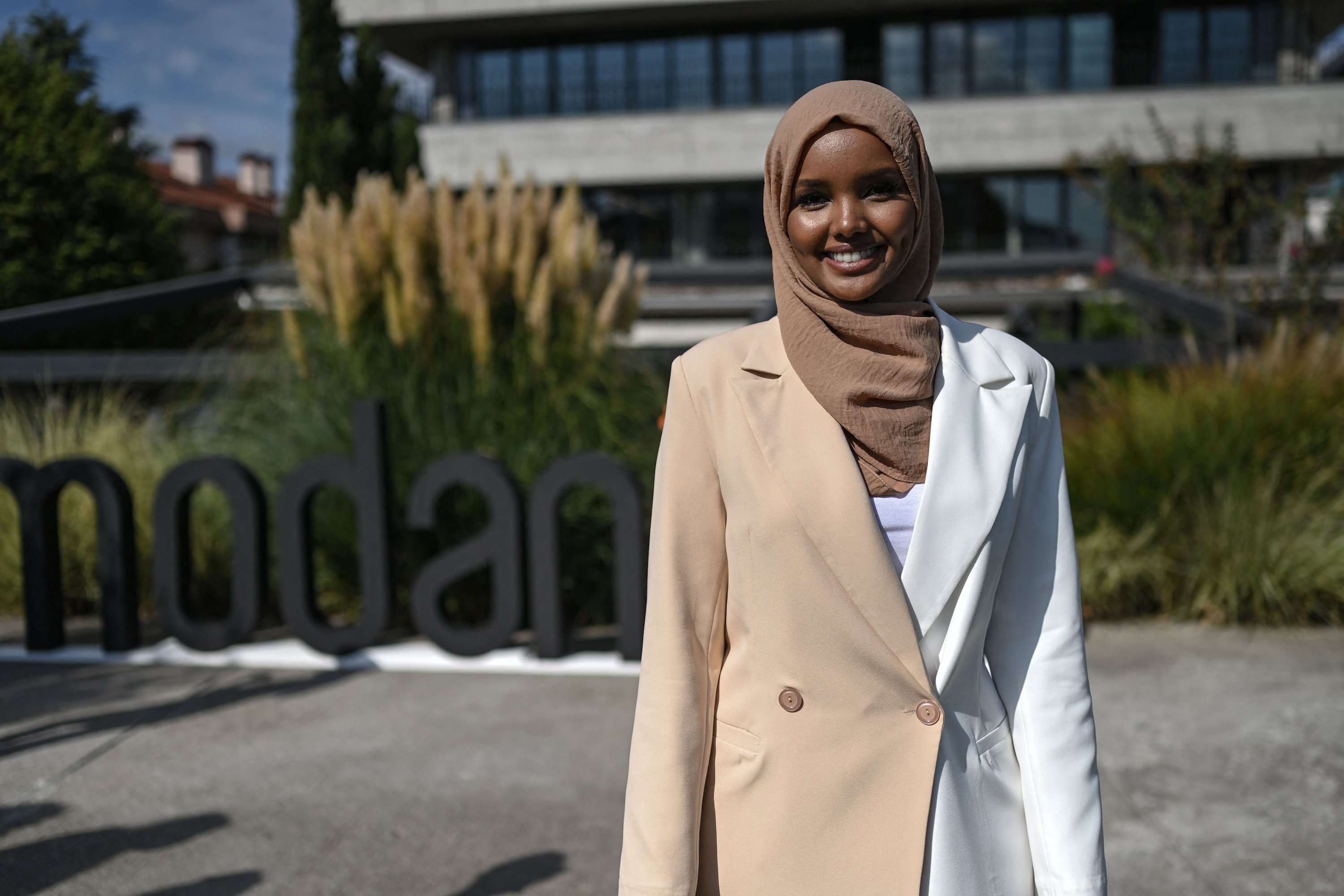 Somali-American former model Halima Aden poses for a photo, during an event in Istanbul, Turkey, Sept. 14, 2021. (AFP Photo)