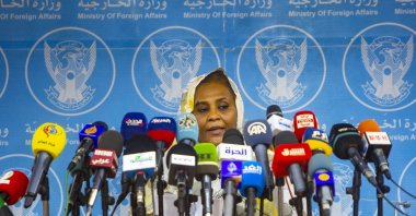 Sudanese Foreign Minister Mariam Al-Sadiq Al-Mahdi speaks at a news conference in Khartoum, Sudan, Sept. 18, 2021. (AA Photo)