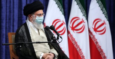 Iran's Supreme Leader Ayatollah Ali Khamenei at a meeting with the country's Olympic and Paralympic teams in Tehran, Iran, Sept. 18, 2021. (AFP Photo)