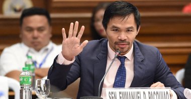 Philippine boxing icon and senator, Manny Pacquiao, during a senate hearing in Manila, the Philippines, March 6, 2017. (AFP Photo)