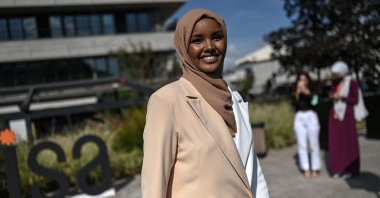 Somali-American former model Halima Aden poses for a photo, during an event in Istanbul, Turkey, Sept. 14, 2021. (AFP Photo)