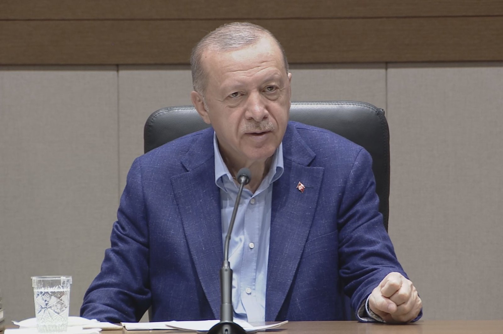 President Recep Tayyip Erdoğan adresses reporters in Istanbul, Turkey, Sept. 19, 2021. (DHA Photo)