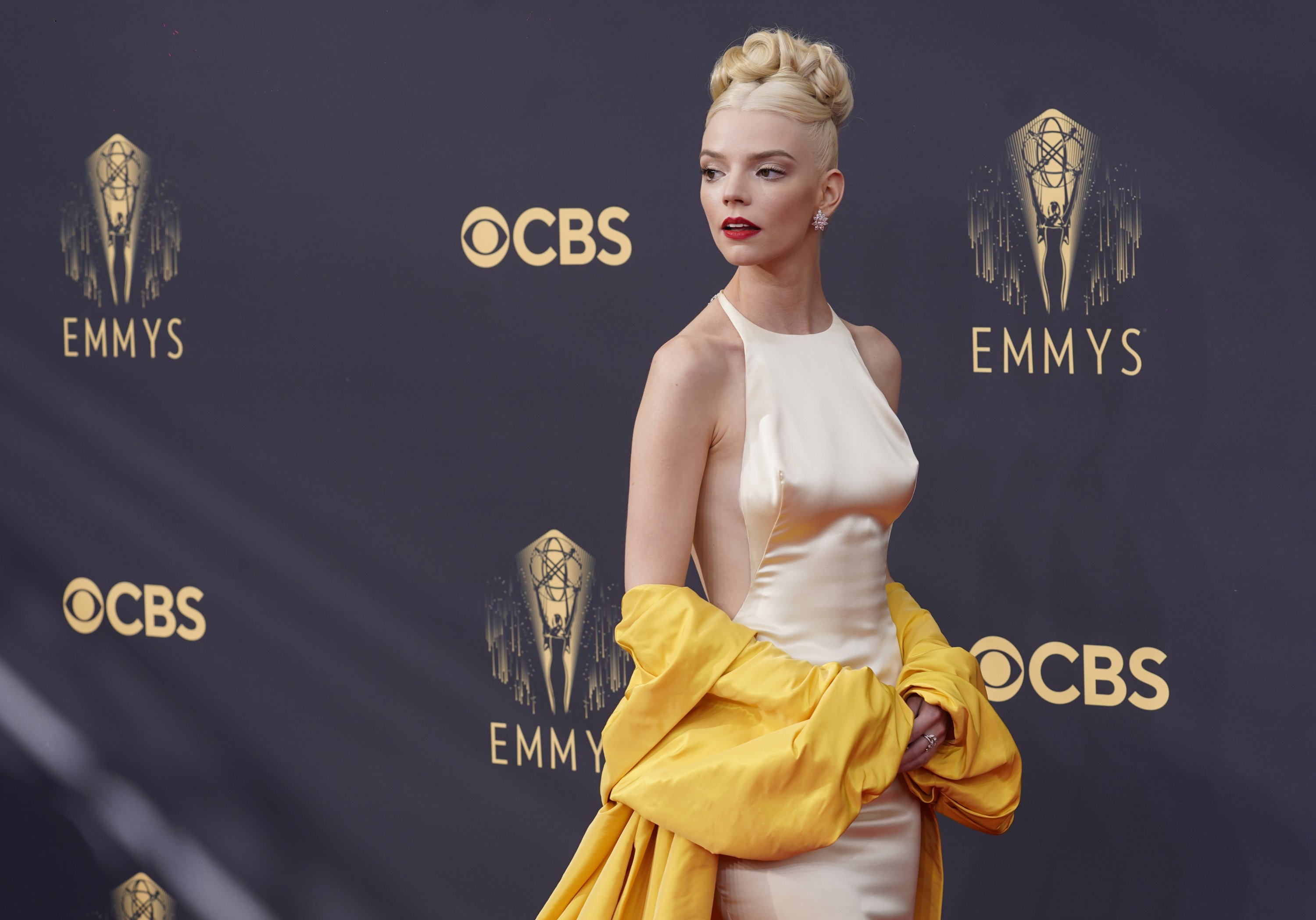 Anya Taylor-Joy arrives at the 73rd Primetime Emmy Awards at L.A. Live in Los Angeles, California, U.S., Sept. 19, 2021. (AP Photo)