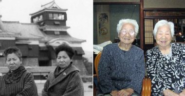 Sisters Umeno Sumiyama (L) and Koume Kodama can be seen in this combination of images from the Guinness World Records' website. (Guinness World Records)