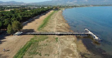 A view of a harbor once surrounded by water, on Lake Iznik, in Bursa, northwestern Turkey, Sept. 21, 2021. (AA Photo)