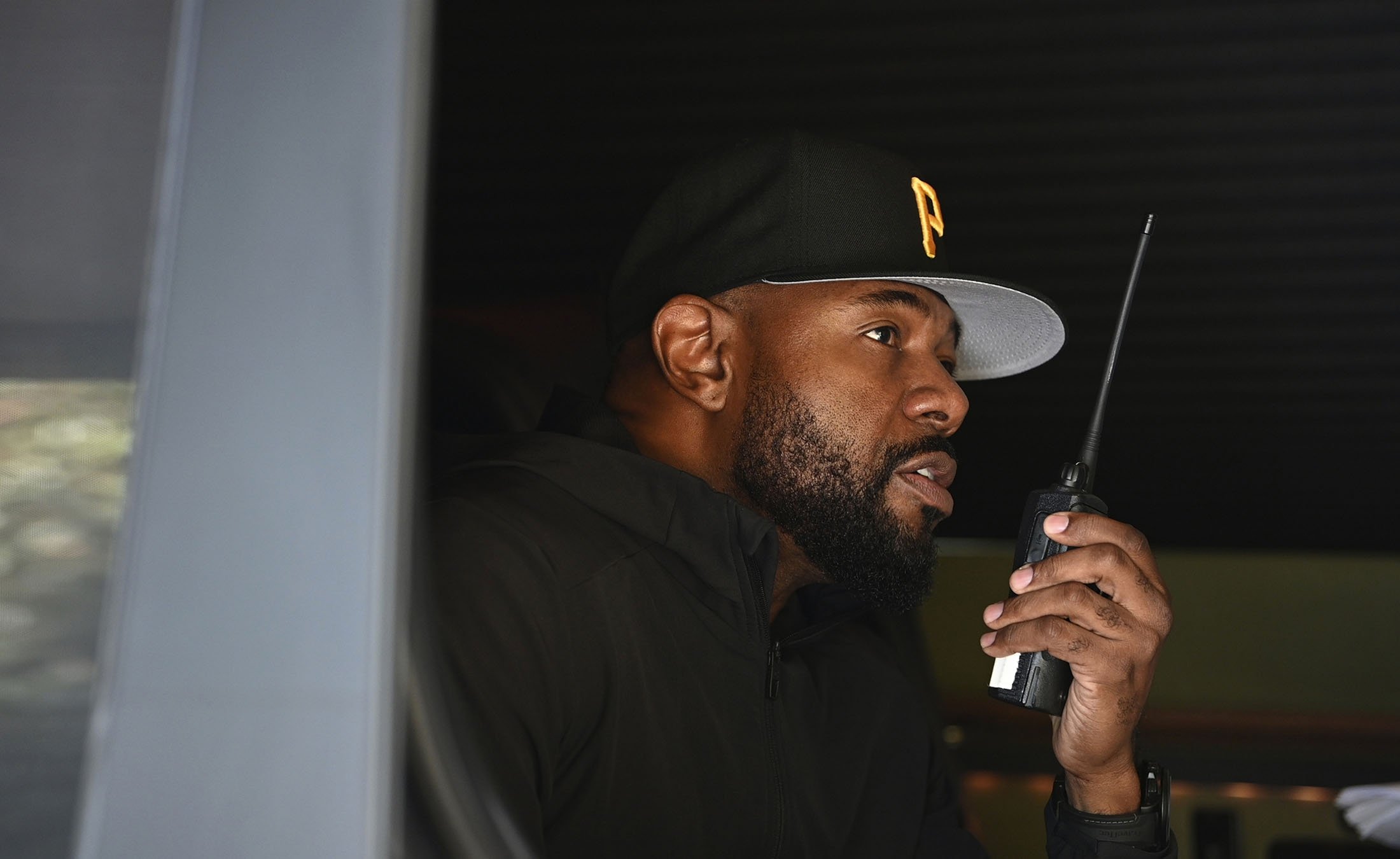 Director Antoine Fuqua works from a vehicle on the set of 'The Guilty.' (Netflix via AP)