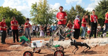 The Turkish team and their rover perform at the competition, in Kielce, Poland, Sept. 12, 2021. (AA PHOTO) 