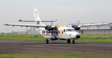 An Indonesian Air Force N219 aircraft lands after its test flight, Aug. 16, 2017. (Photo by Wikipedia)