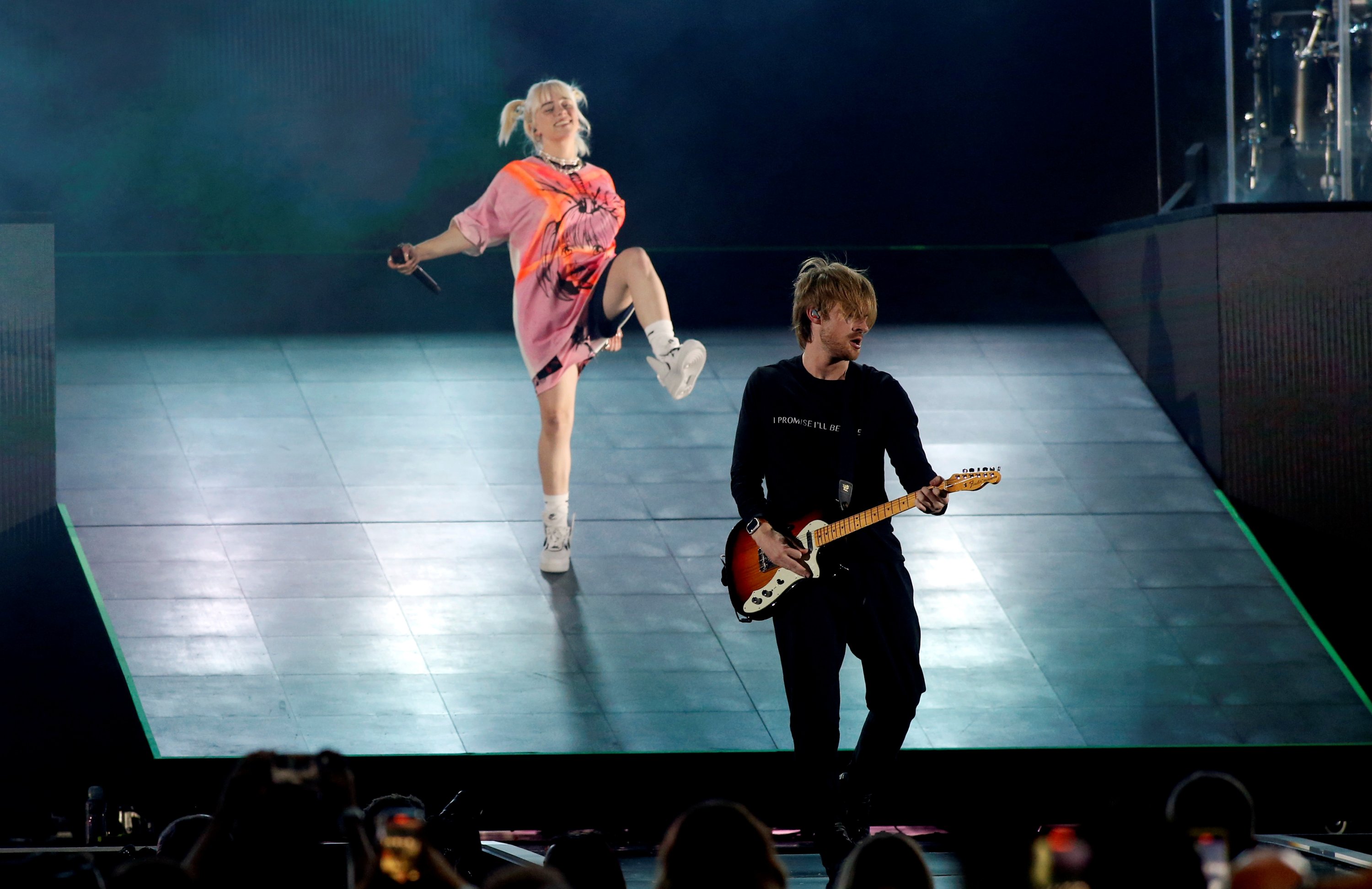 Billie Eilish performs with her brother Finneas during the second day of the iHeartRadio Music Festival at T-Mobile Arena in Las Vegas, Nevada, U.S. Sept. 18, 2021. (Reuters Photo)